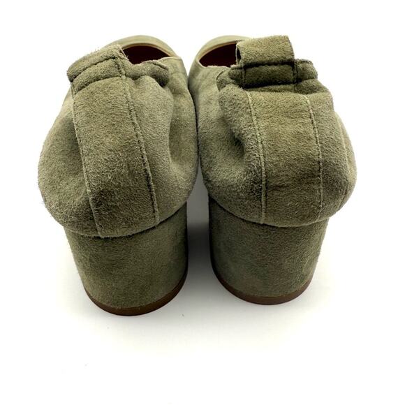 Everlane The Italian Leather Day Heel Suede Olive Green 6 - Picture 5 of 13